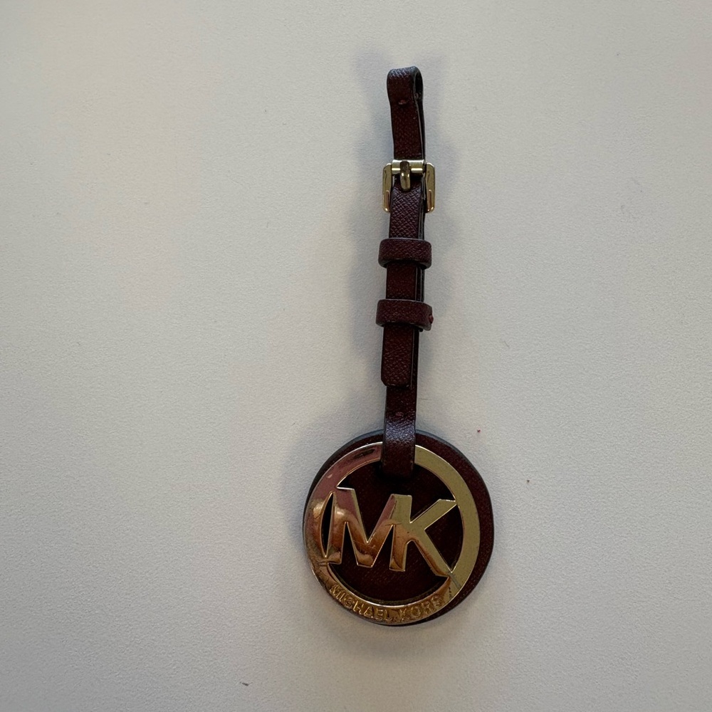 Michael Kors Burgundy and Gold Keychain